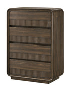 Kinkaid 4-Piece Brown Wood Ribbed Accent Headboard Queen Bedroom Set – B3500