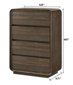 Kinkaid 4-Piece Brown Wood Ribbed Accent Headboard Queen Bedroom Set – B3500