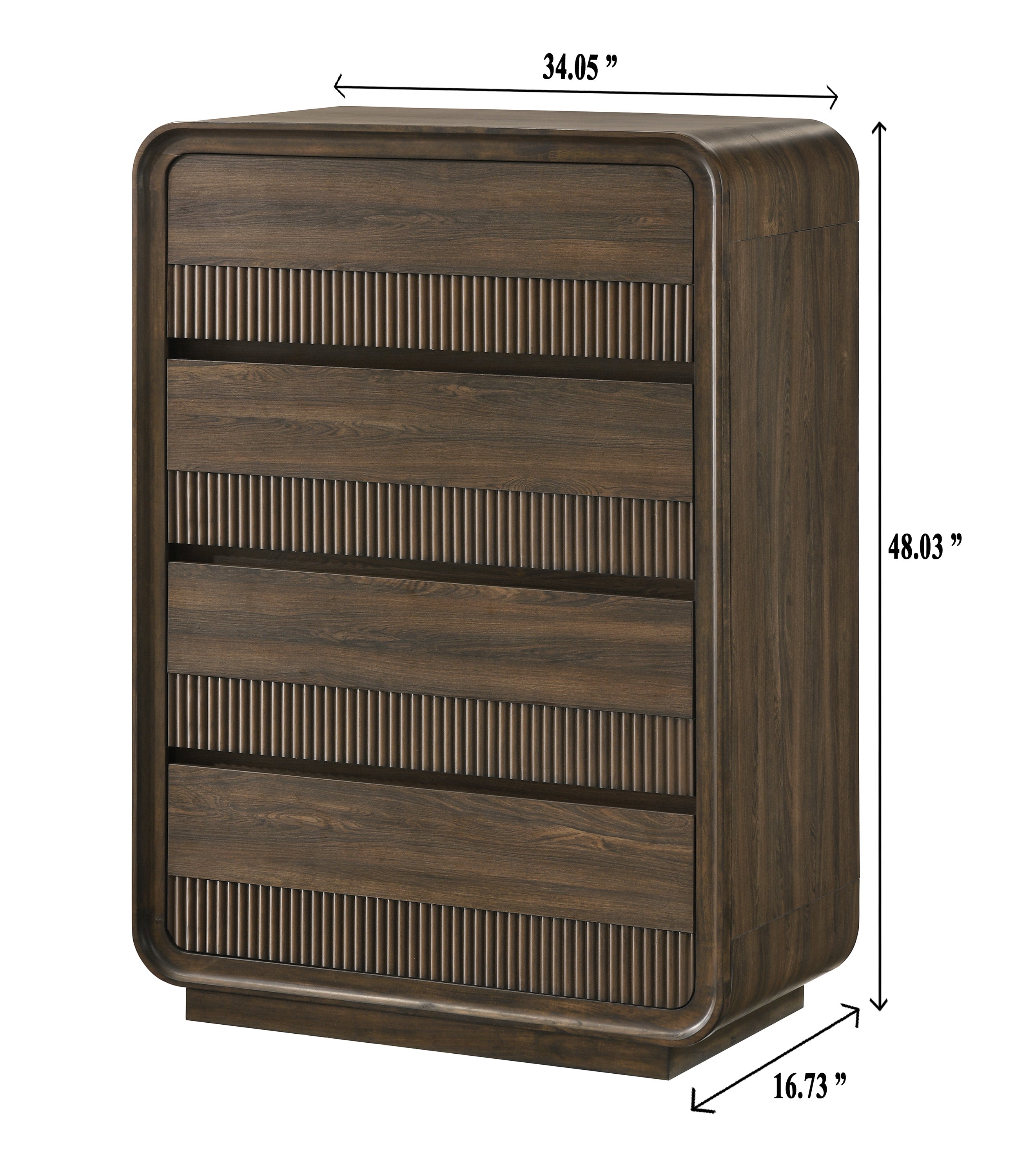Kinkaid 4-Piece Brown Wood Ribbed Accent Headboard Queen Bedroom Set – B3500