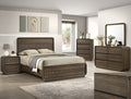 Kinkaid 4-Piece Brown Wood Ribbed Accent Headboard Queen Bedroom Set – B3500
