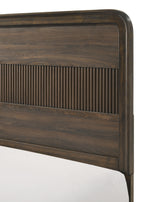 Kinkaid 4-Piece Brown Wood Ribbed Accent Headboard Queen Bedroom Set – B3500