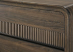 Kinkaid 4-Piece Brown Wood Ribbed Accent Headboard Queen Bedroom Set – B3500