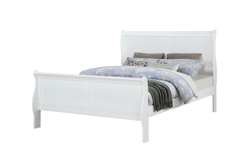 B3650 4 pc Louis Philip white finish wood sleigh queen bedroom set