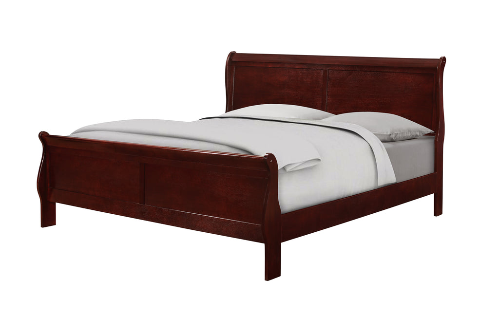 B3850 4 pc Louis Philip cherry finish wood sleigh queen bedroom set