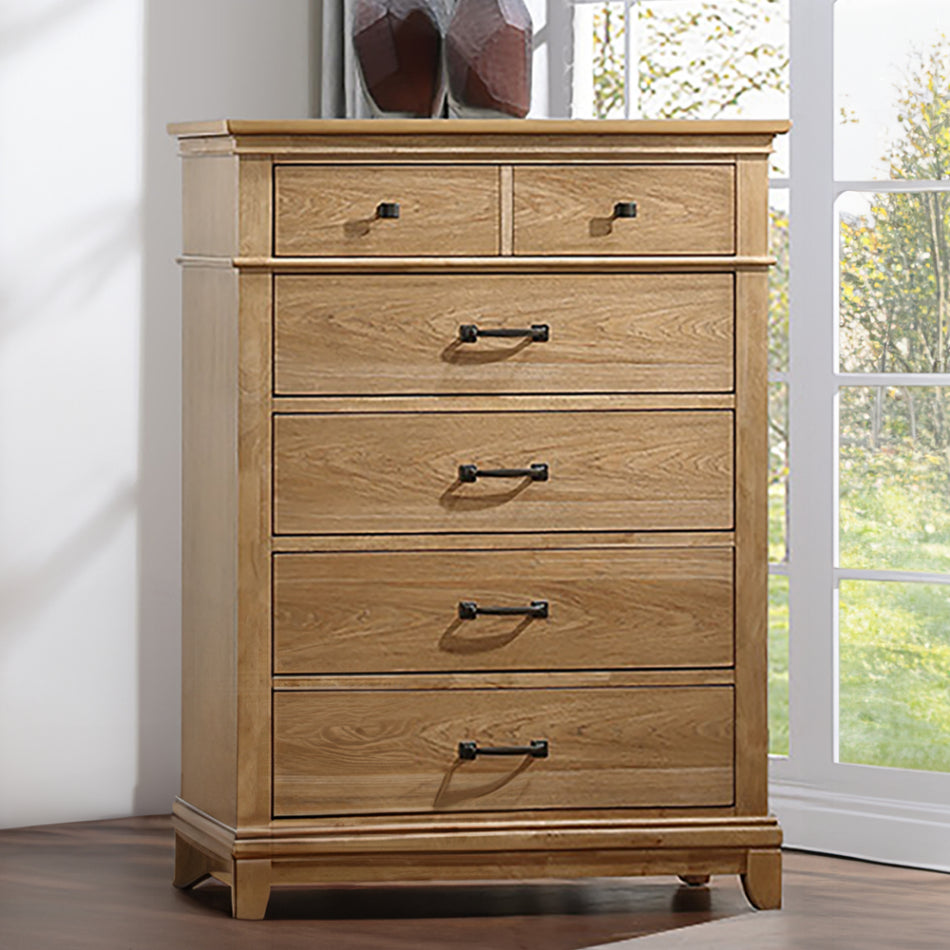 00-3907-4PC 4 pc Sunstone honey oak finish wood rustic paneled headboard queen bed set