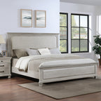 00-B3941-4PC 4 pc Silver sands rustic misty grey finish wood padded headboard queen bed set