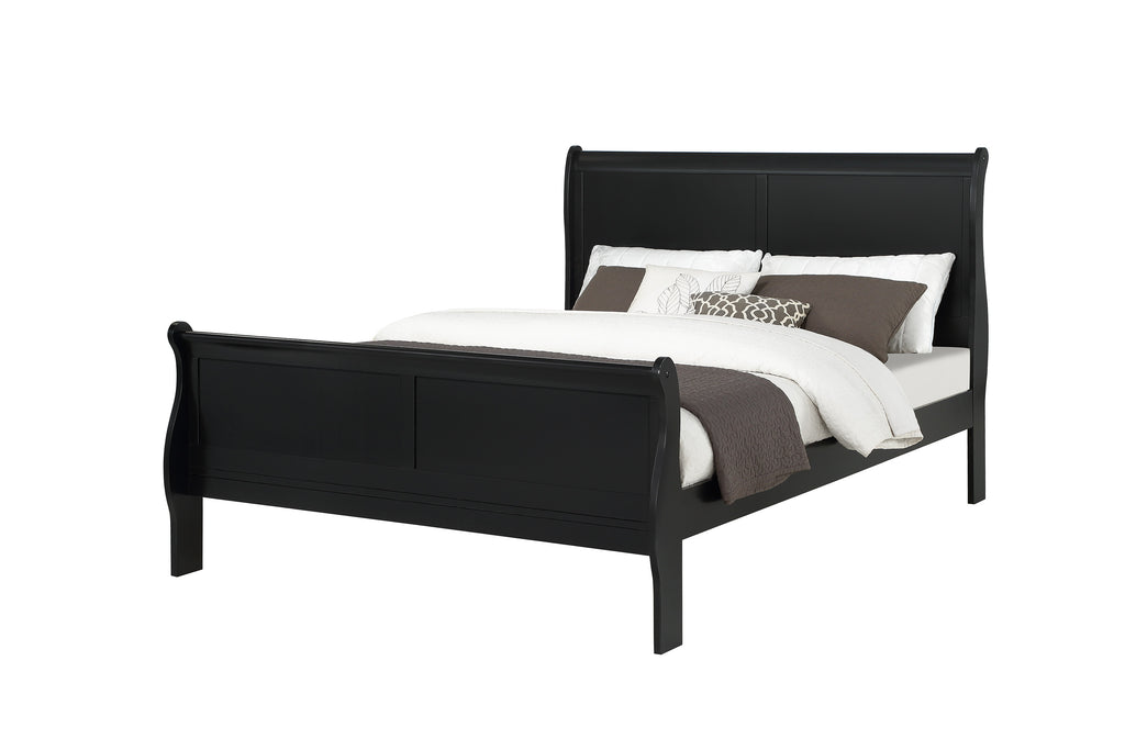 B3950 4 pc Louis Philip black finish wood sleigh queen bedroom set