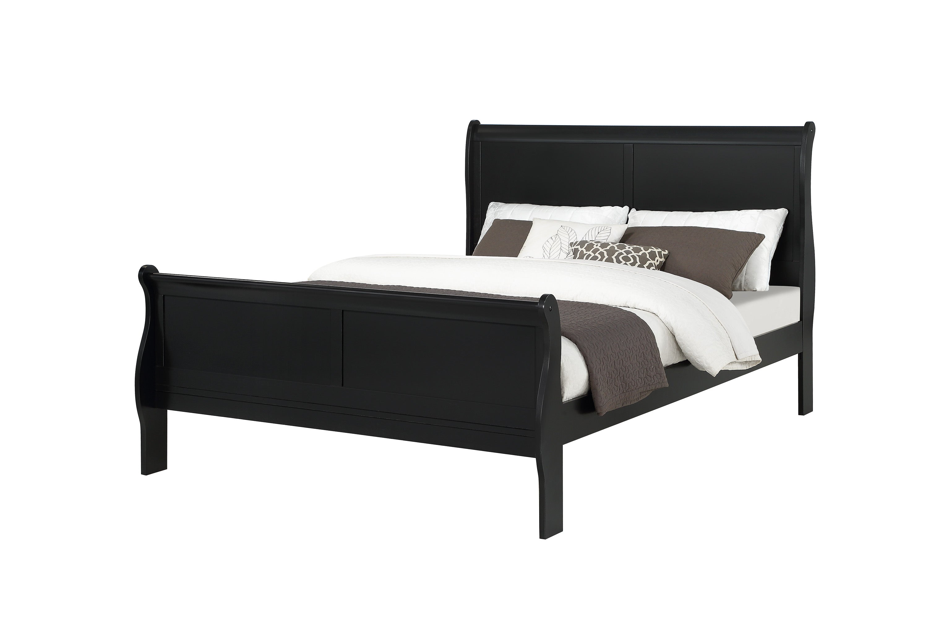 B3950 4 pc Louis Philip black finish wood sleigh queen bedroom set