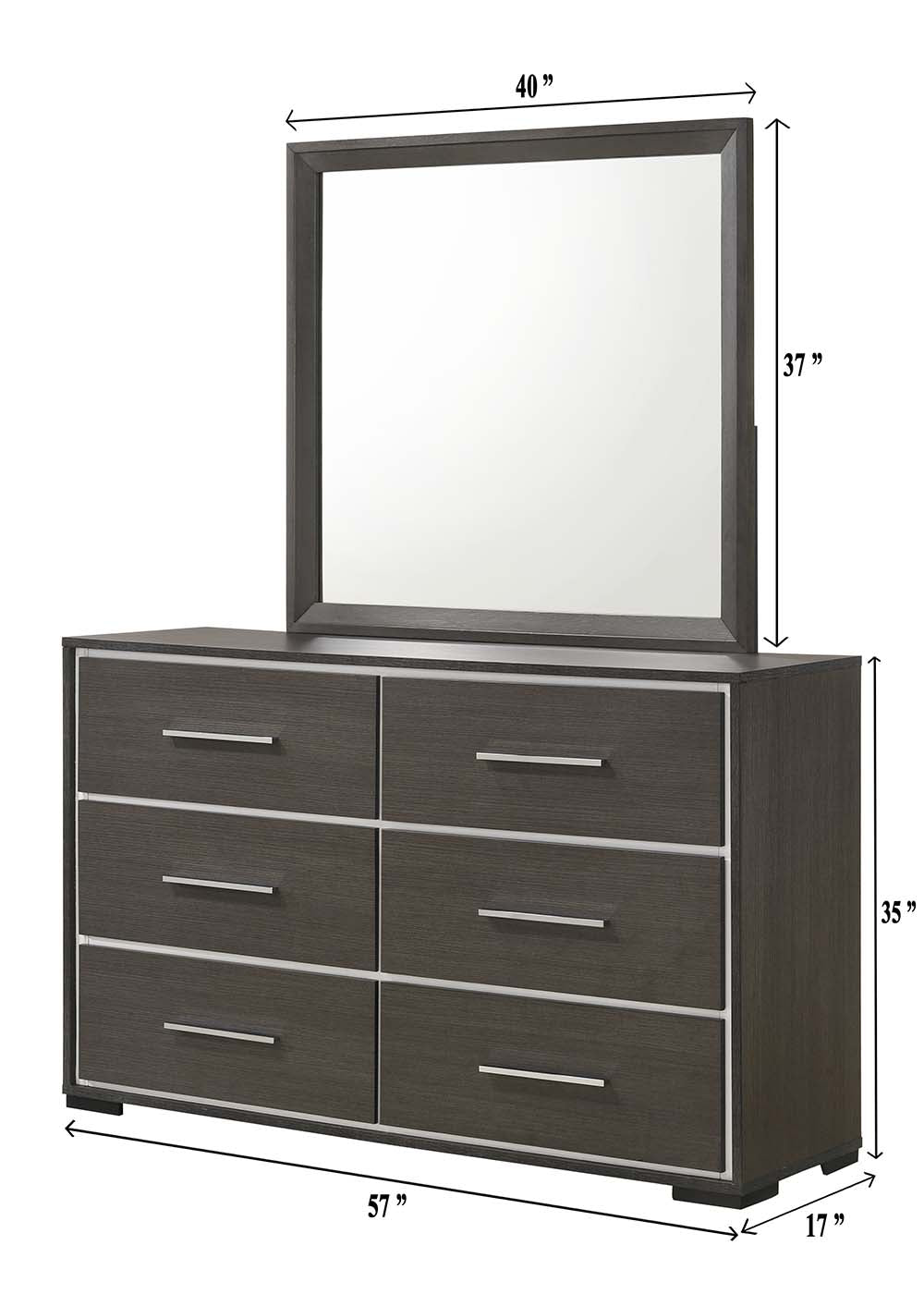 B4100 4 pc Sharpe grey finish wood tufted tufted headboard modern queen bedroom set