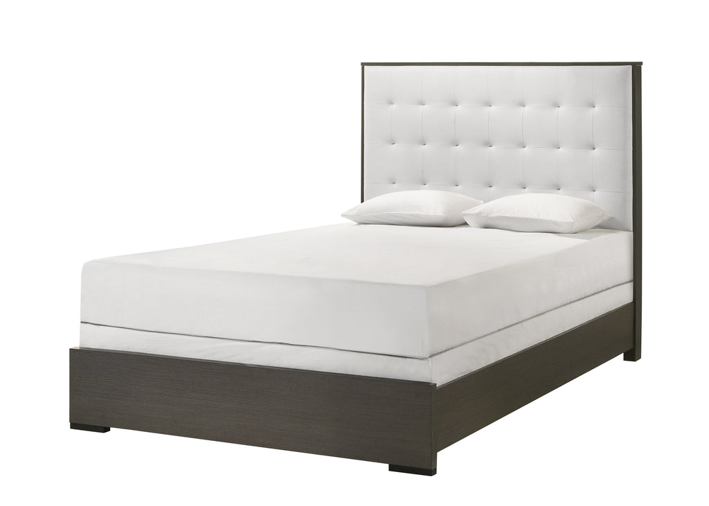 B4100 4 pc Sharpe grey finish wood tufted tufted headboard modern queen bedroom set
