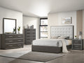 B4100 4 pc Sharpe grey finish wood tufted tufted headboard modern queen bedroom set