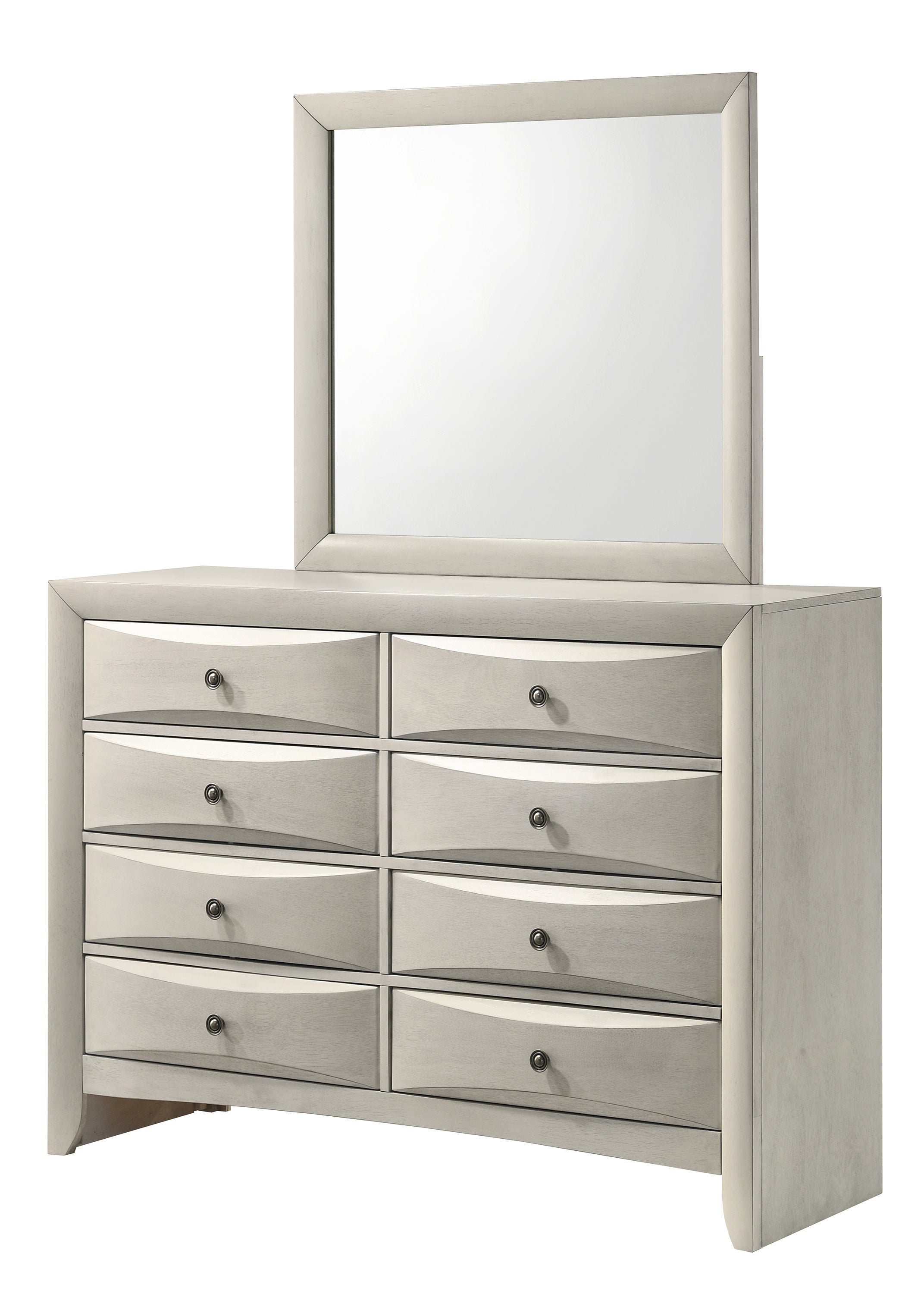 Emily 4-Piece White Wash Wood Storage Headboard Queen Captain's Bedroom Set with Drawers – B4255