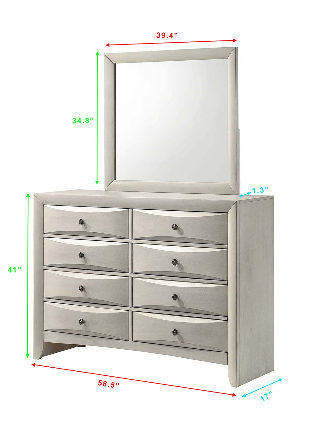 Emily 4-Piece White Wash Wood Storage Headboard Queen Captain's Bedroom Set with Drawers – B4255