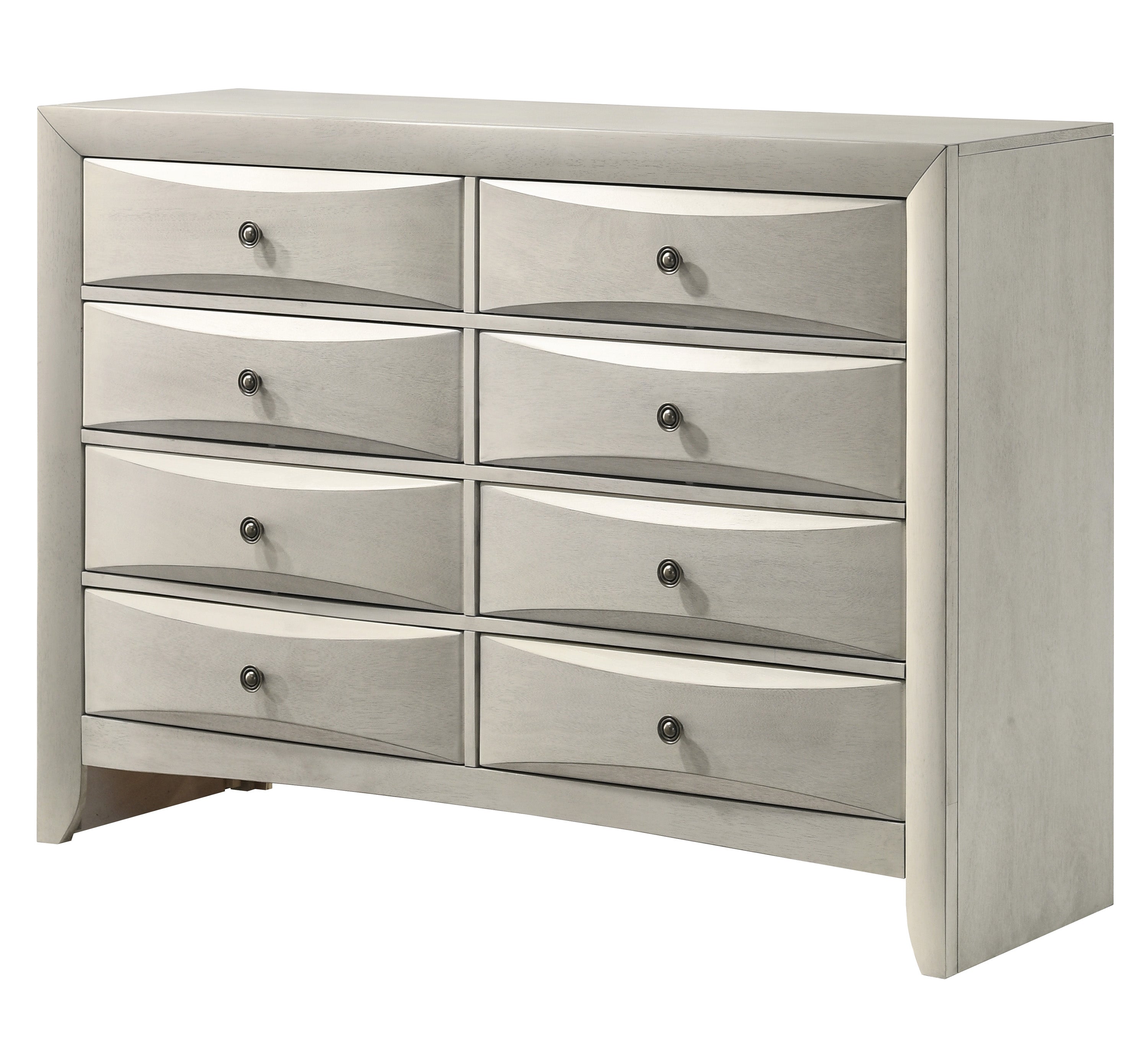 Emily 4-Piece White Wash Wood Storage Headboard Queen Captain's Bedroom Set with Drawers – B4255