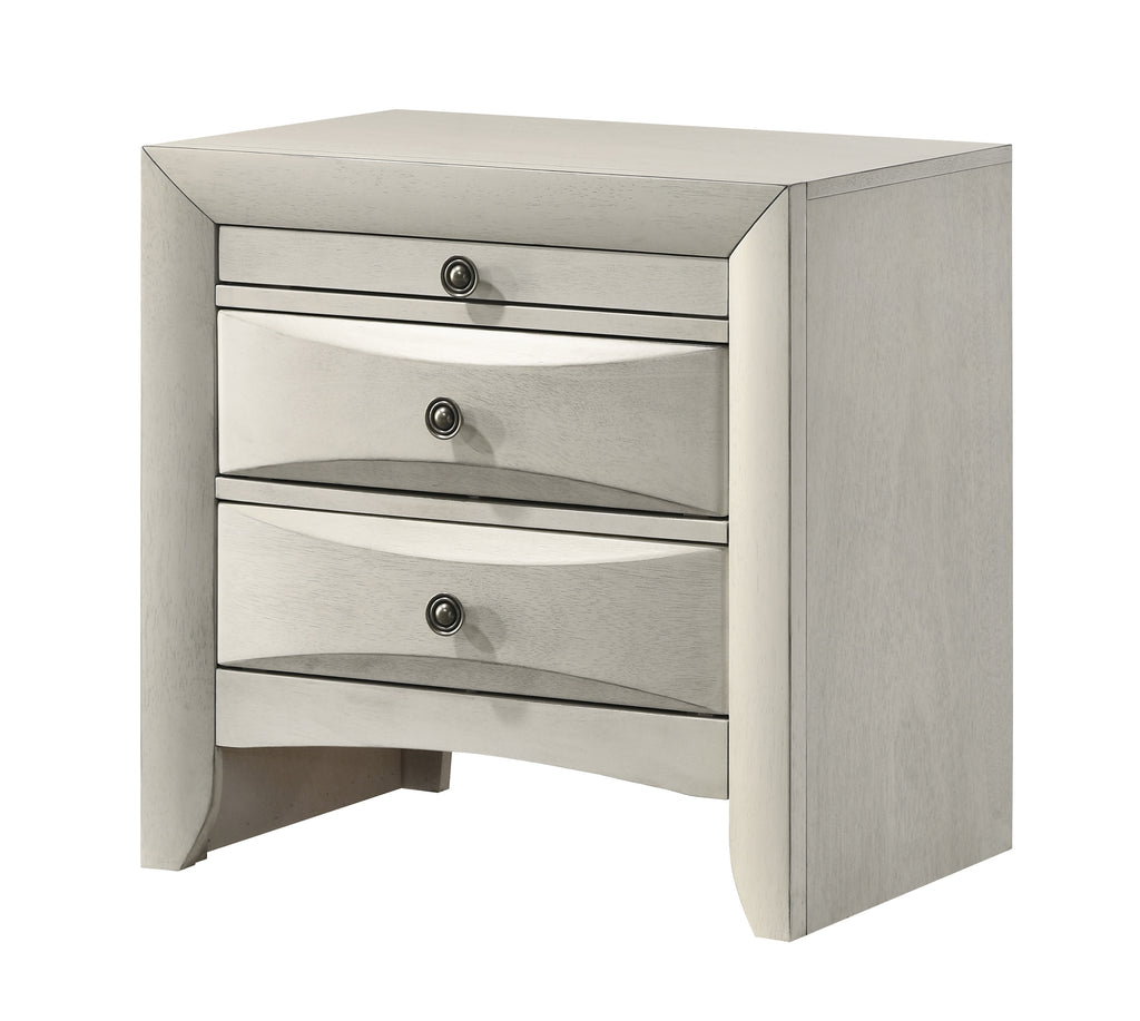 Emily 4-Piece White Wash Wood Storage Headboard Queen Captain's Bedroom Set with Drawers – B4255