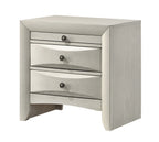 Emily 4-Piece White Wash Wood Storage Headboard Queen Captain's Bedroom Set with Drawers – B4255