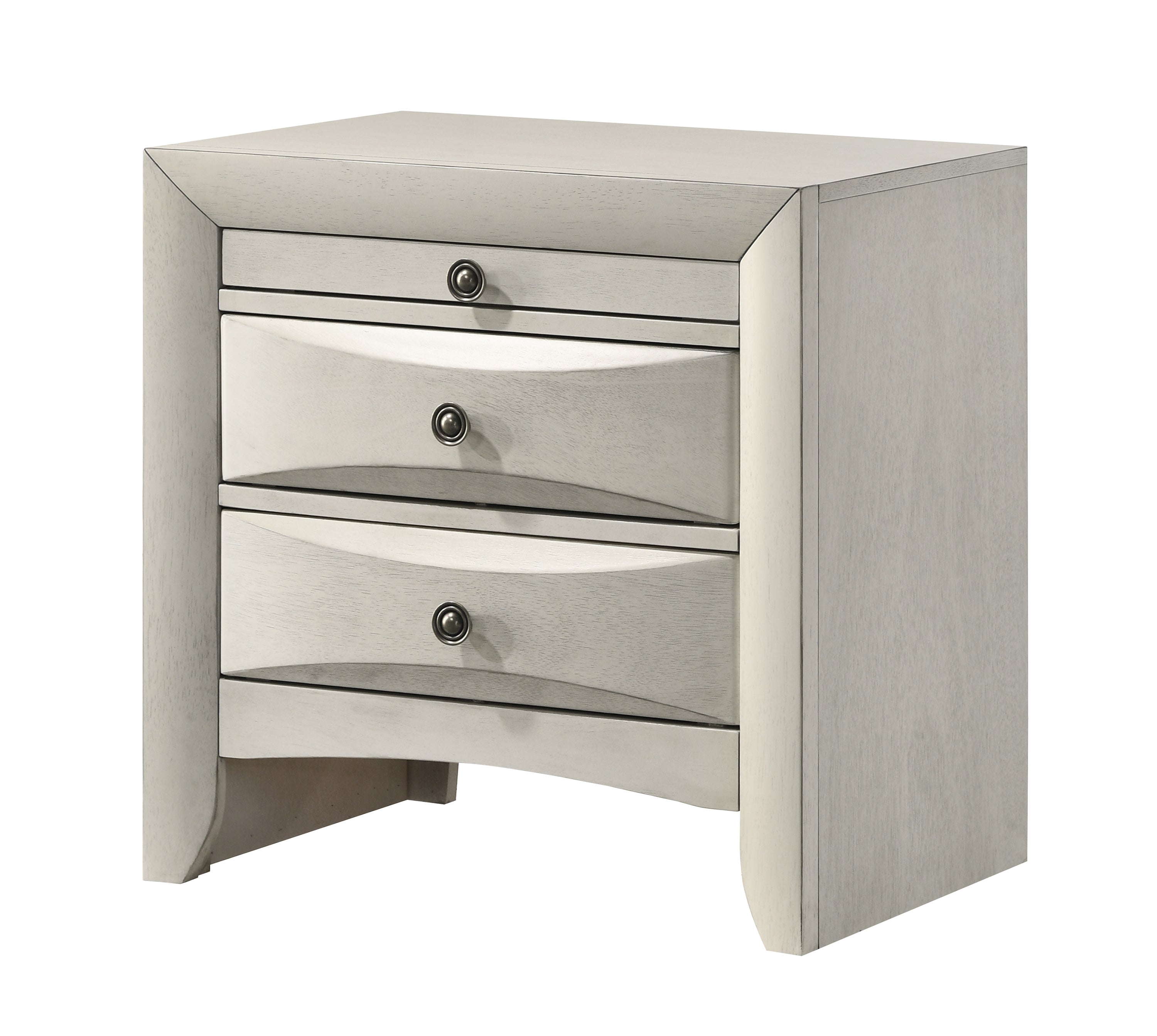 Emily 4-Piece White Wash Wood Storage Headboard Queen Captain's Bedroom Set with Drawers – B4255