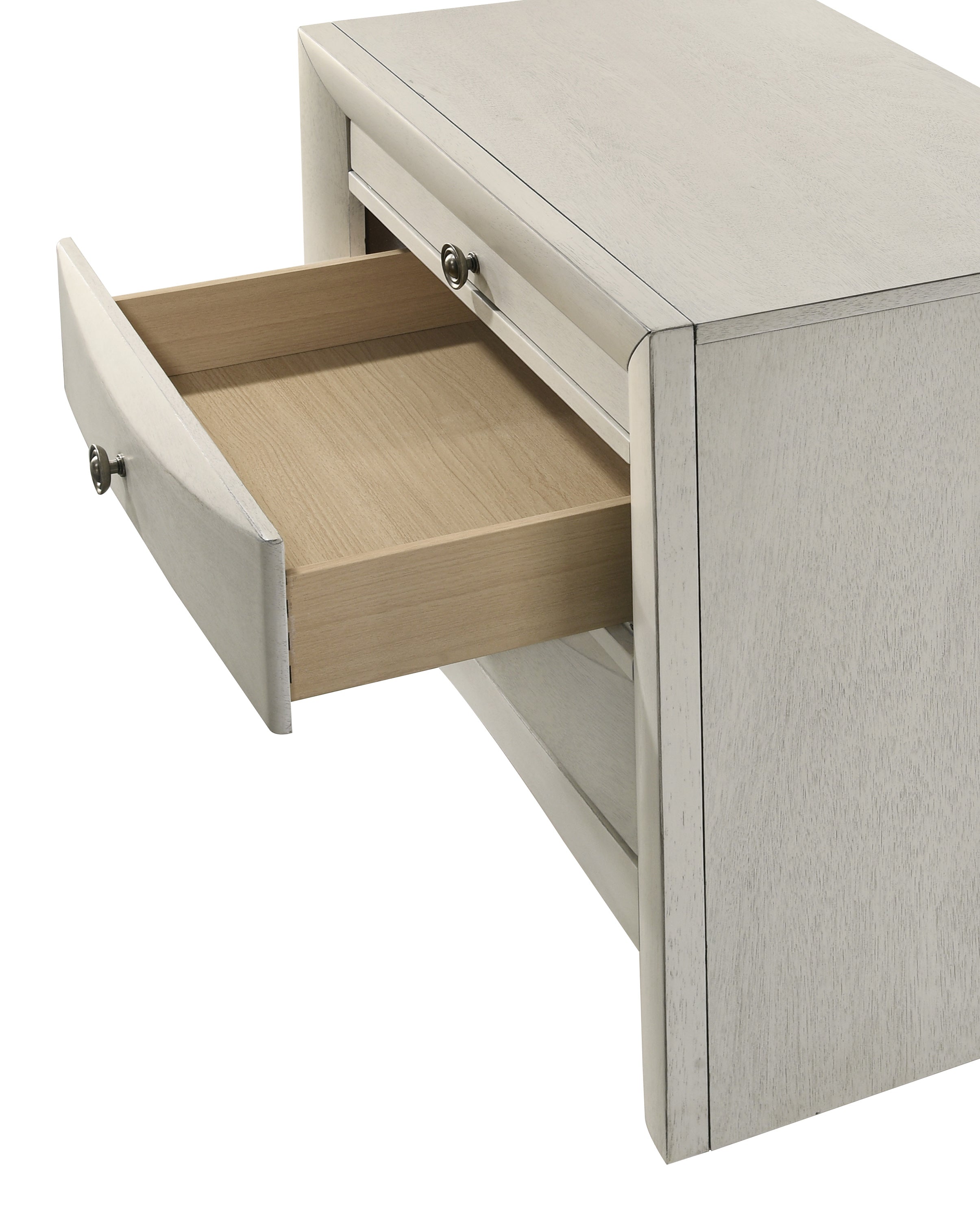 Emily 4-Piece White Wash Wood Storage Headboard Queen Captain's Bedroom Set with Drawers – B4255