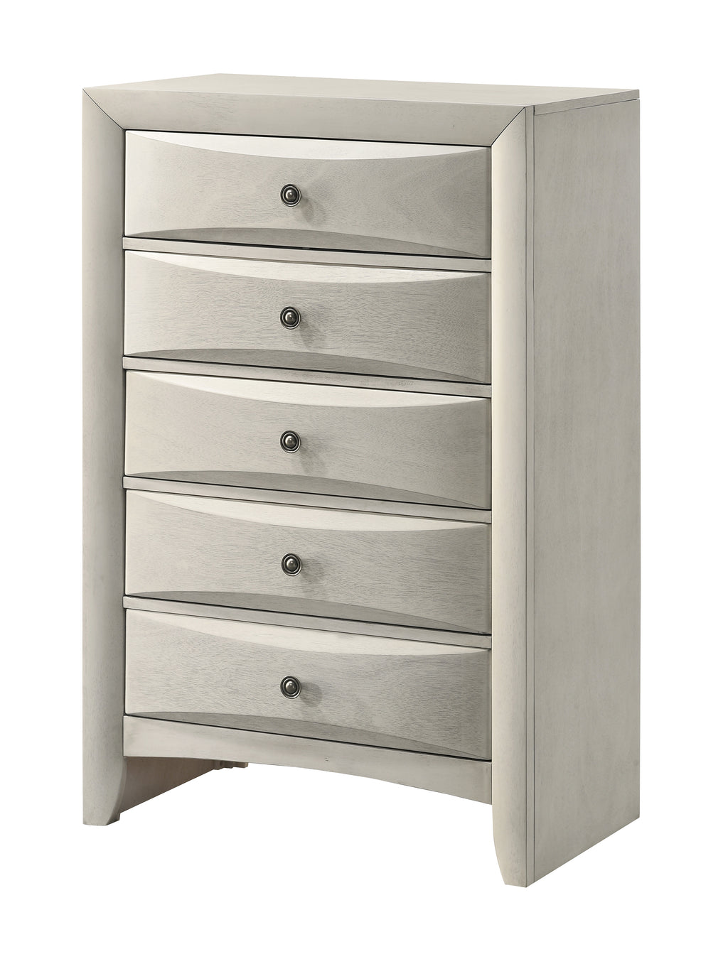 Emily 4-Piece White Wash Wood Storage Headboard Queen Captain's Bedroom Set with Drawers – B4255