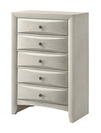 Emily 4-Piece White Wash Wood Storage Headboard Queen Captain's Bedroom Set with Drawers – B4255