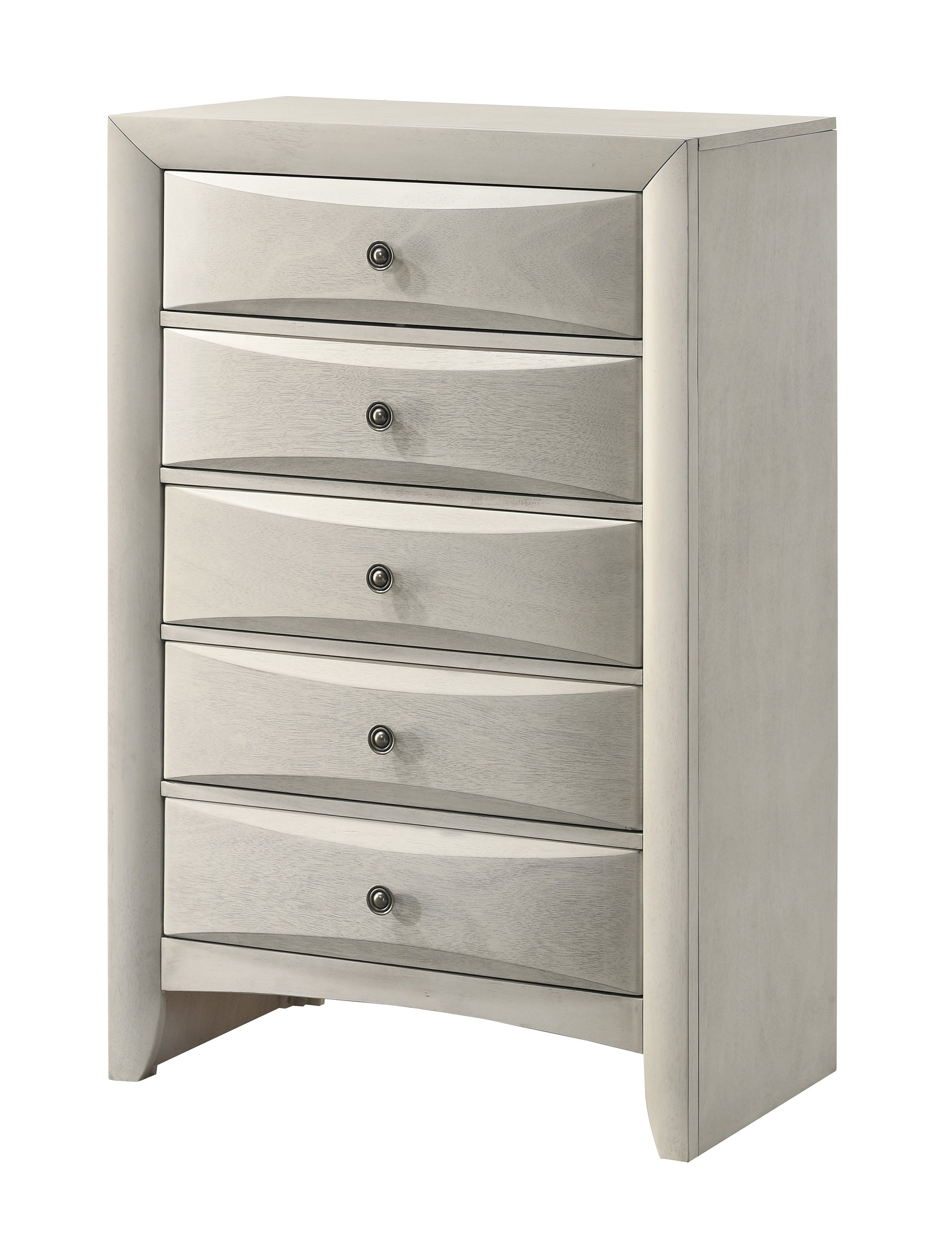 Emily 4-Piece White Wash Wood Storage Headboard Queen Captain's Bedroom Set with Drawers – B4255