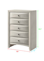 Emily 4-Piece White Wash Wood Storage Headboard Queen Captain's Bedroom Set with Drawers – B4255