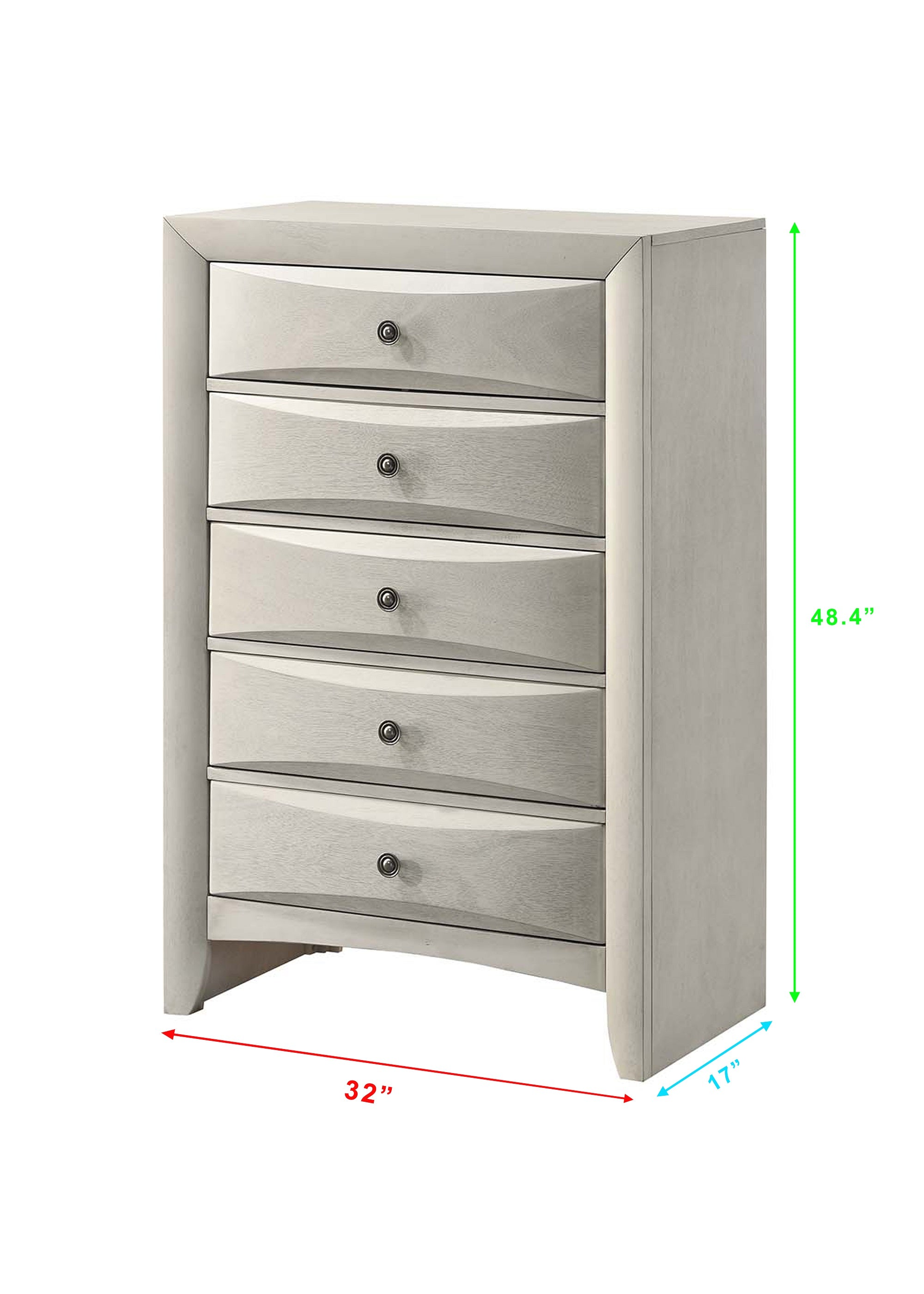 Emily 4-Piece White Wash Wood Storage Headboard Queen Captain's Bedroom Set with Drawers – B4255
