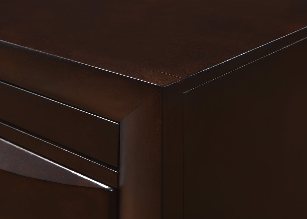 B4265 4 pc A & J Homes studios emily dark cherry wood finish design headboard queen bedroom set with storage drawers
