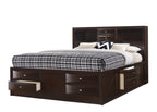 B4265 4 pc A & J Homes studios emily dark cherry wood finish design headboard queen bedroom set with storage drawers