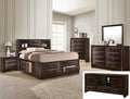 B4265 4 pc A & J Homes studios emily dark cherry wood finish design headboard queen bedroom set with storage drawers