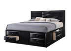 B4285 4 pc A & J Homes studios emily black wood finish design headboard queen bedroom set with storage drawers