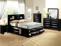 B4285 4 pc A & J Homes studios emily black wood finish design headboard queen bedroom set with storage drawers