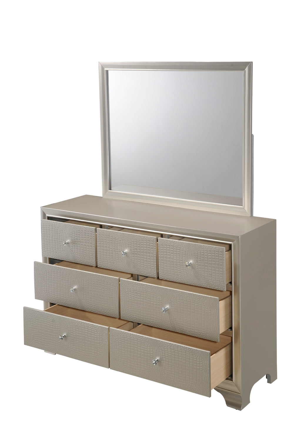 B4300 4 pc Lyssa champagne wood finish wood queen LED bedroom set