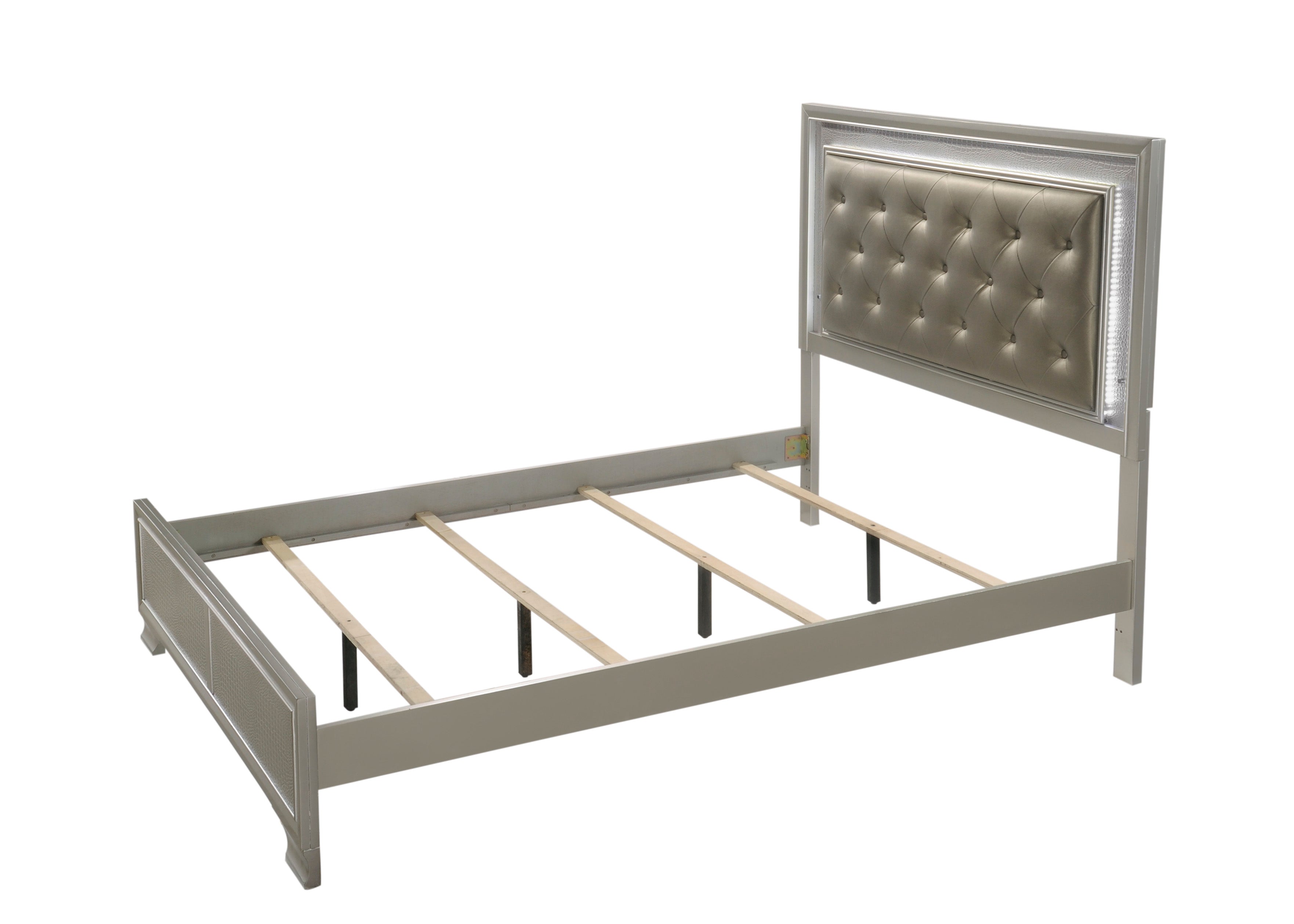 B4300 4 pc Lyssa champagne wood finish wood queen LED bedroom set