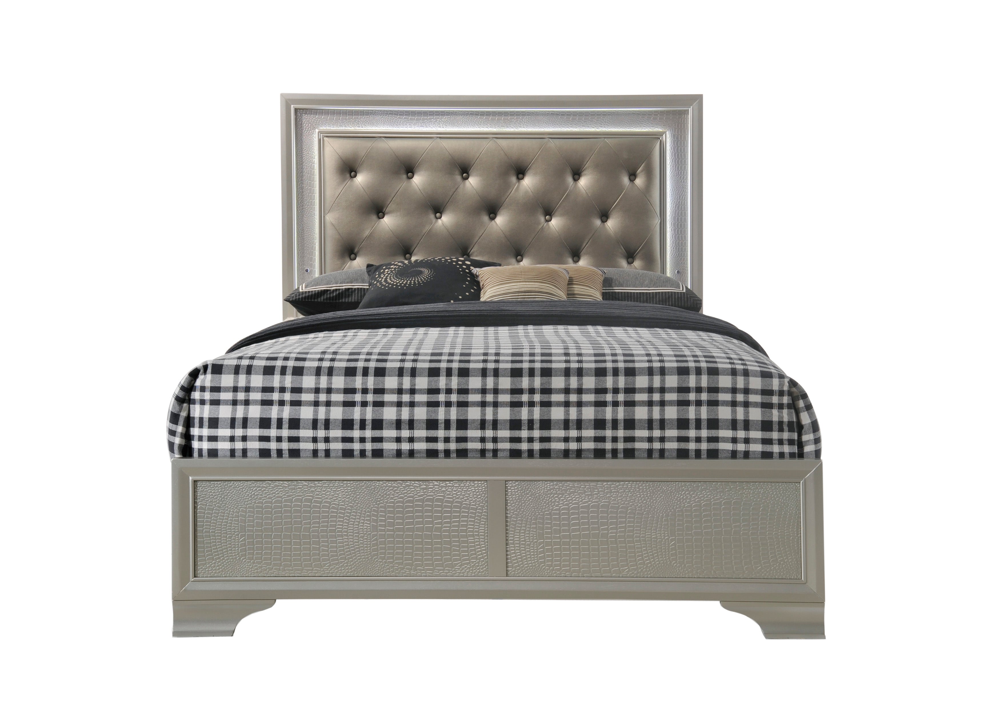B4300 4 pc Lyssa champagne wood finish wood queen LED bedroom set
