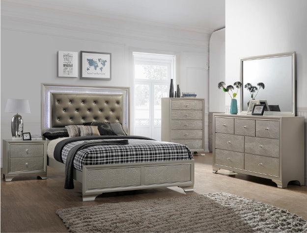 B4300 4 pc Lyssa champagne wood finish wood queen LED bedroom set