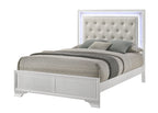Lyssa 4-Piece Frost Wood Oat Fabric Headboard LED Queen Bedroom Set – B4312