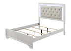 Lyssa 4-Piece Frost Wood Oat Fabric Headboard LED Queen Bedroom Set – B4312