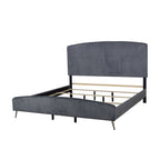 00-4378G-4PC 4 pc Kailani grey finish wood grey fabric upholstered headboard queen bed set silver accents
