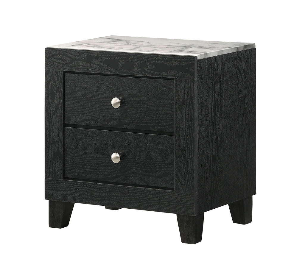 B4510 4 pc Red barrell studio cadence black finish wood storage headboard with lights queen bedroom set