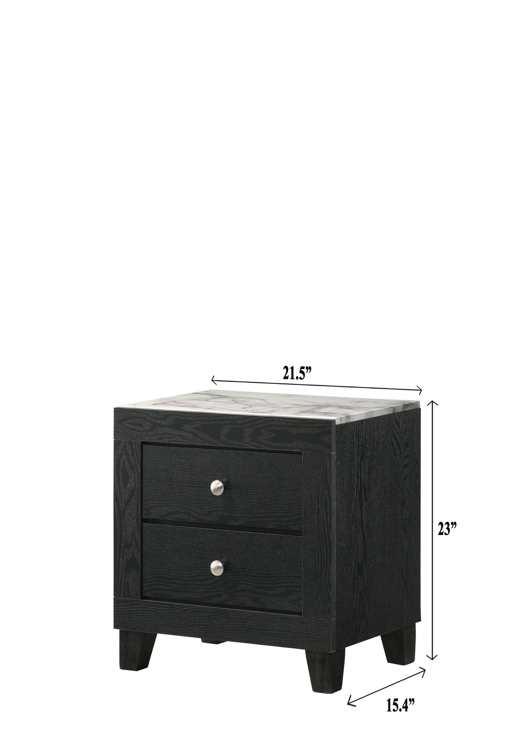 Cadence 4-Piece Dark Wood Queen Bedroom Set with Faux Marble Tops – B4511