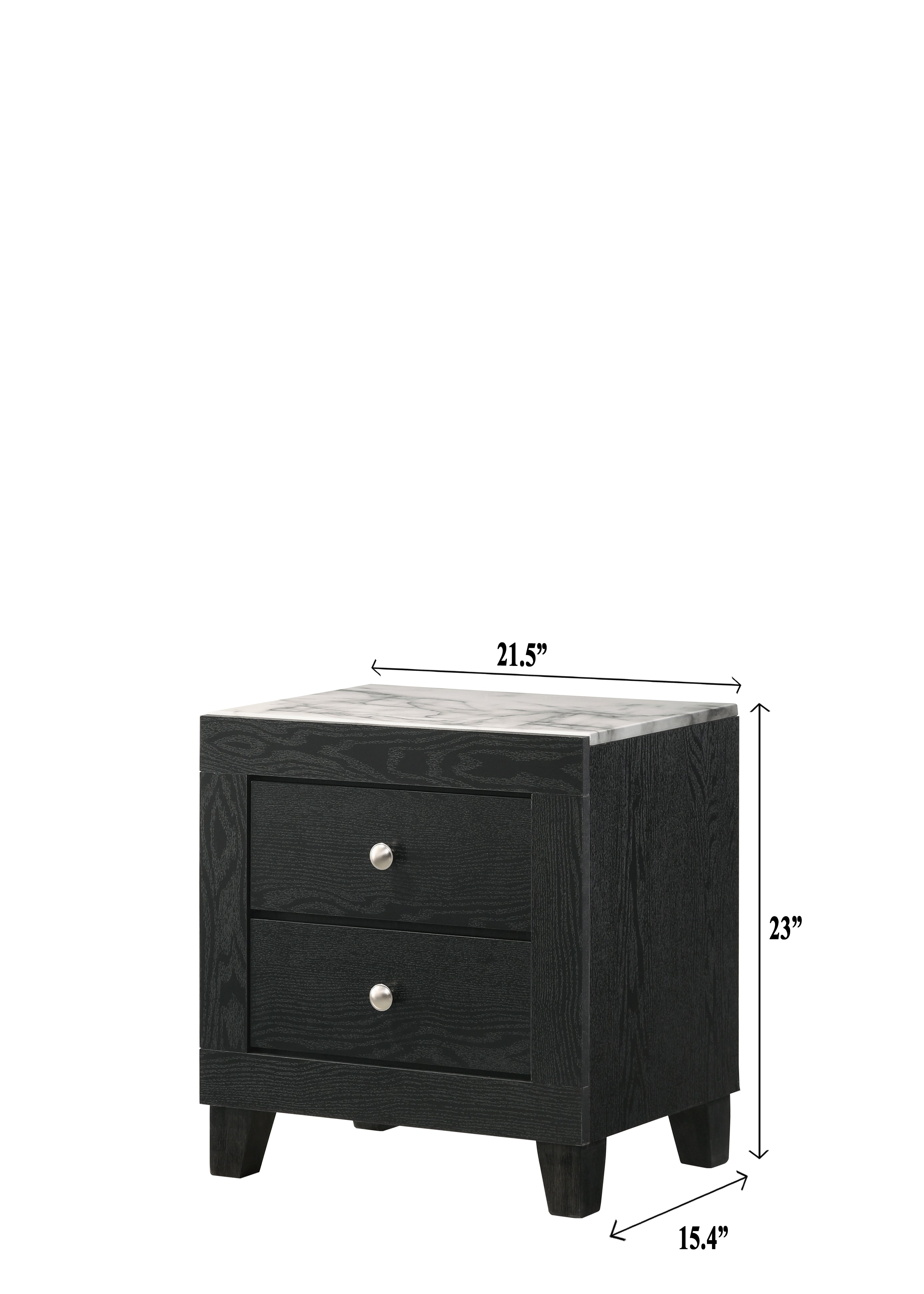 Cadence 4-Piece Dark Wood Queen Bedroom Set with Faux Marble Tops – B4511