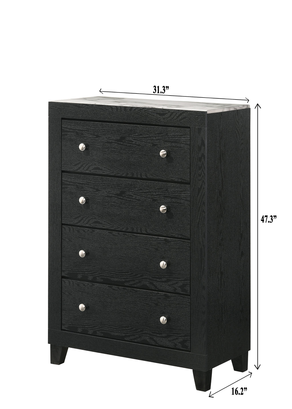 Cadence 4-Piece Dark Wood Queen Bedroom Set with Faux Marble Tops – B4511