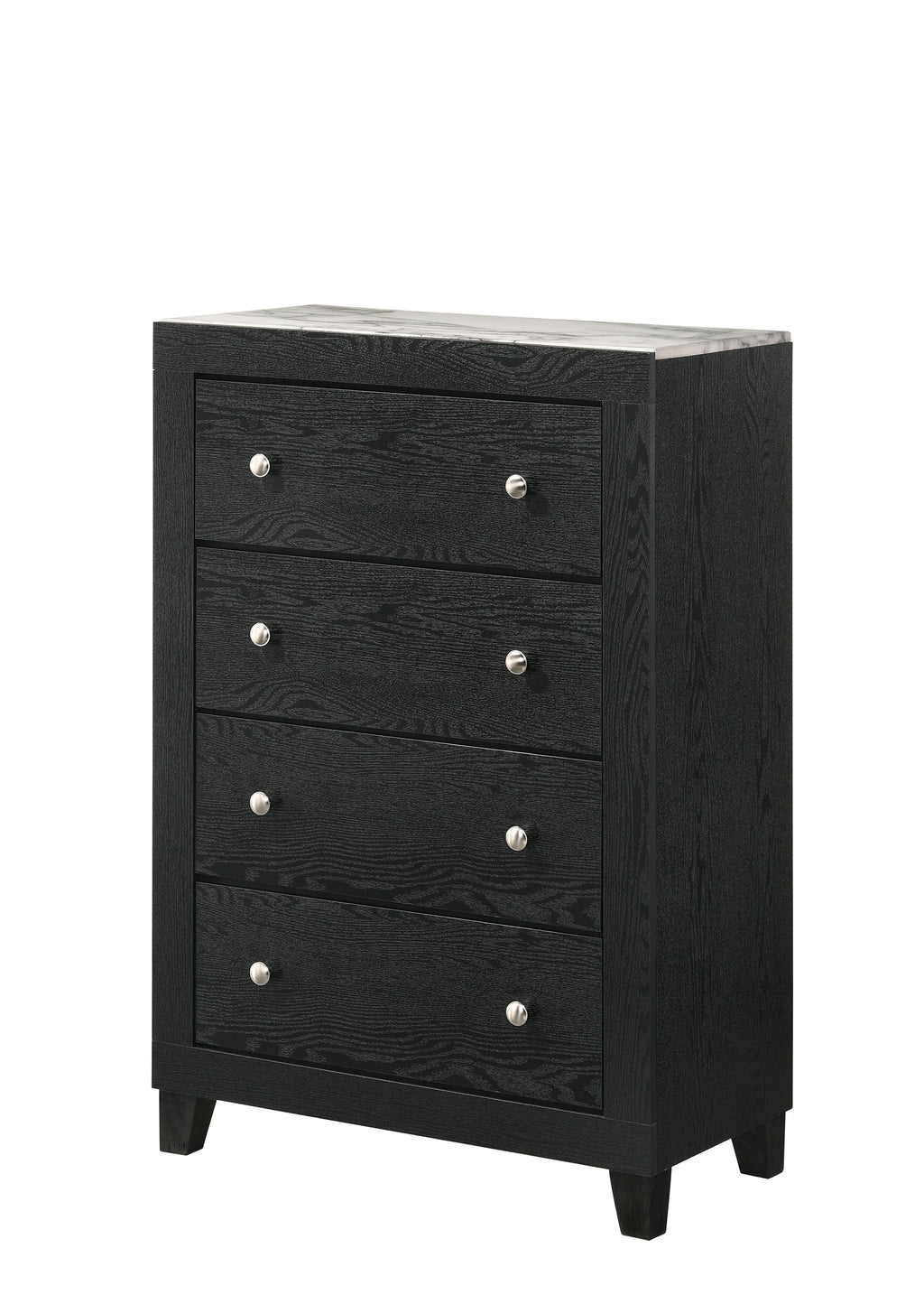 Cadence 4-Piece Dark Wood Queen Bedroom Set with Faux Marble Tops – B4511