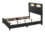 B4510 4 pc Red barrell studio cadence black finish wood storage headboard with lights queen bedroom set