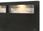 B4510 4 pc Red barrell studio cadence black finish wood storage headboard with lights queen bedroom set