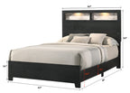B4510 4 pc Red barrell studio cadence black finish wood storage headboard with lights queen bedroom set