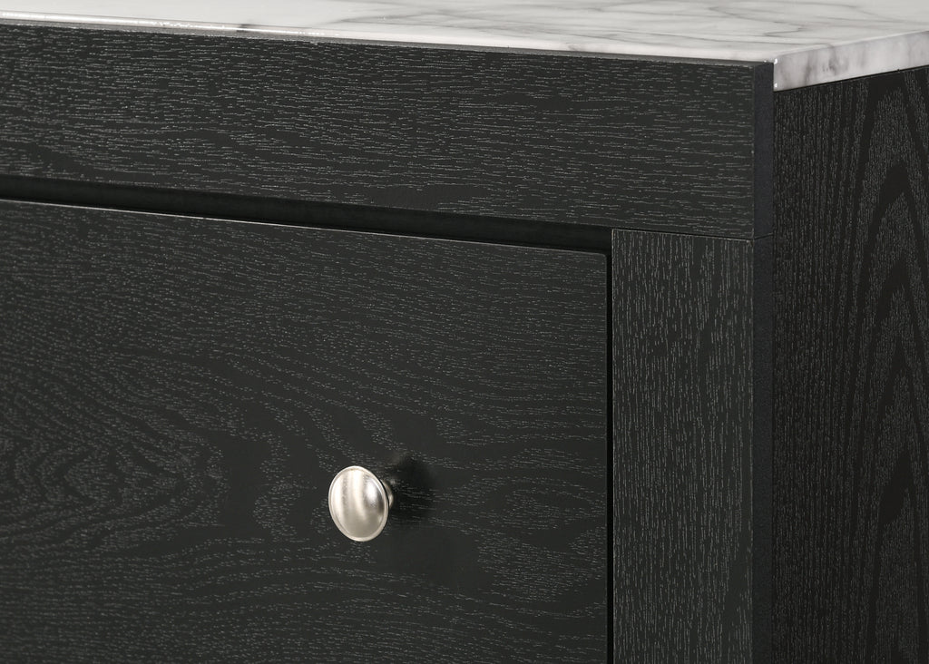 Cadence 4-Piece Dark Wood Queen Bedroom Set with Faux Marble Tops – B4511