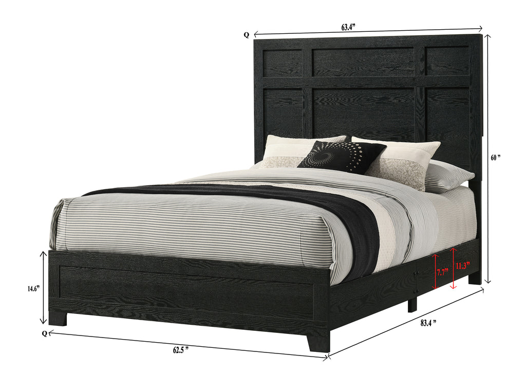 Cadence 4-Piece Dark Wood Queen Bedroom Set with Faux Marble Tops – B4511