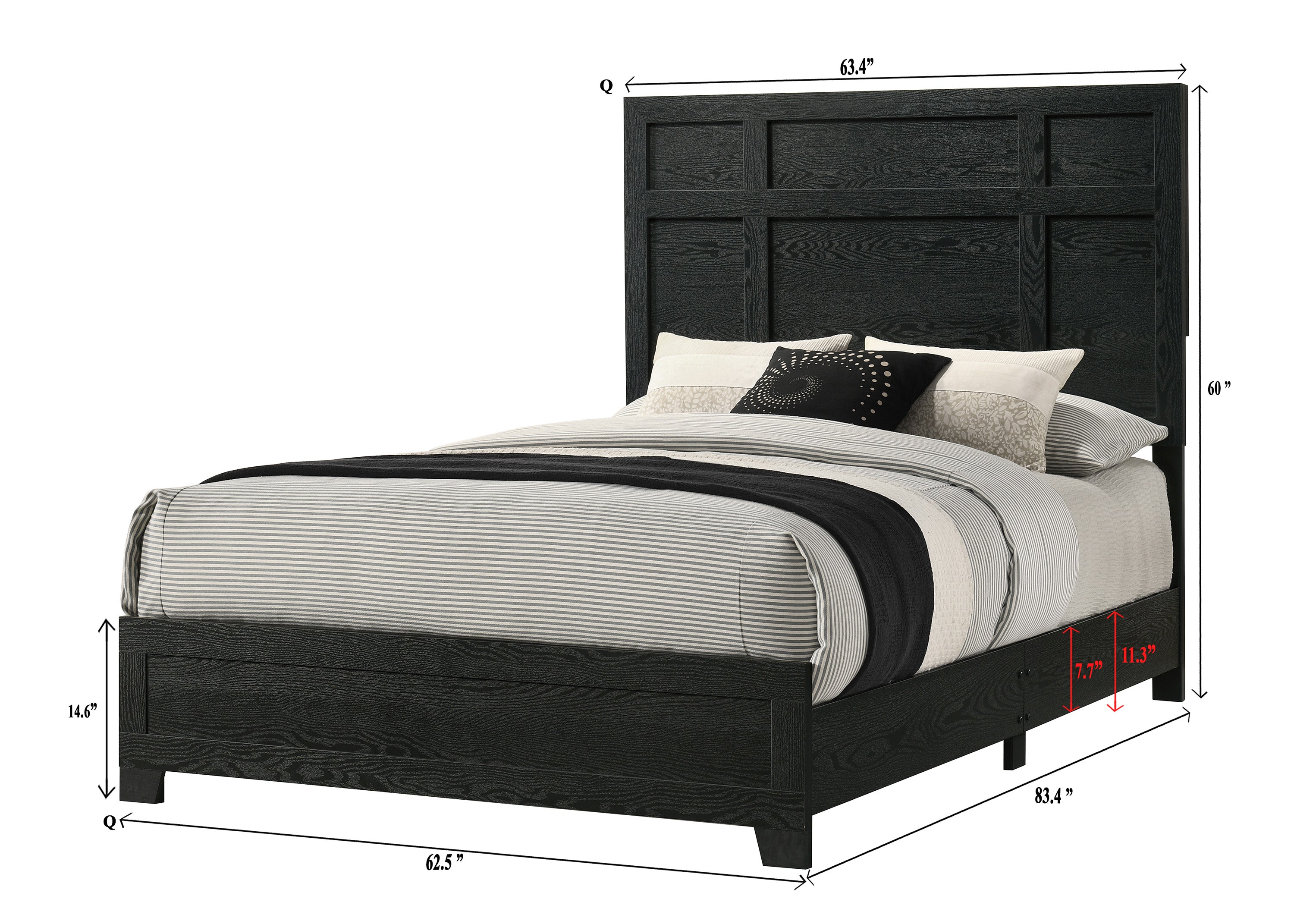 Cadence 4-Piece Dark Wood Queen Bedroom Set with Faux Marble Tops – B4511